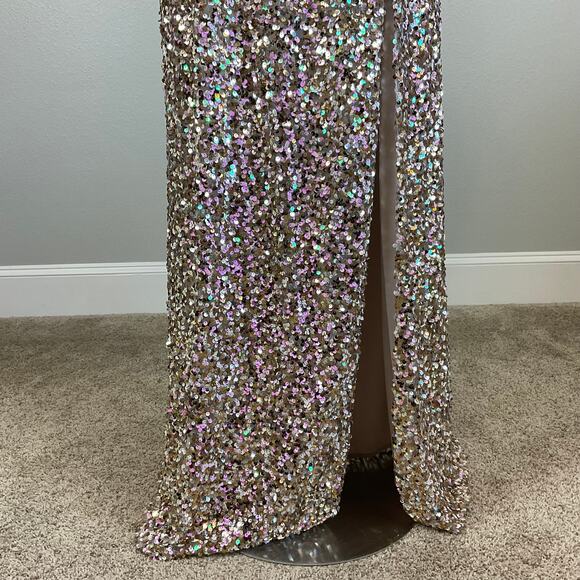 Alex Evenings Sequined Column Evening Gown Size 4 Pink and Gold Formal Dress - Picture 9 of 14